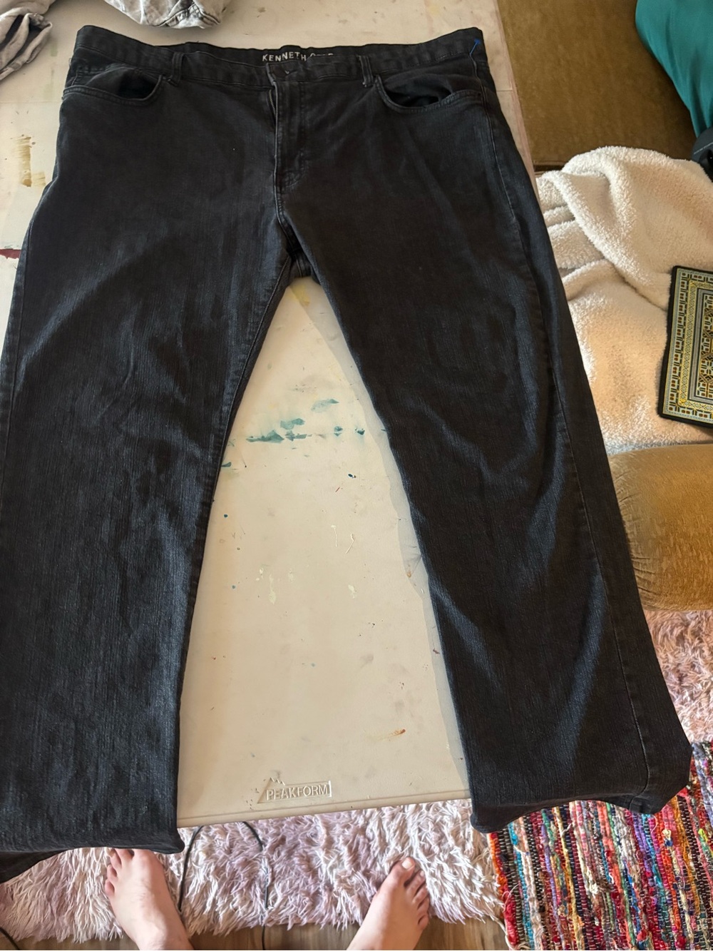 Kenneth Cole Black Straight-Leg Chinos